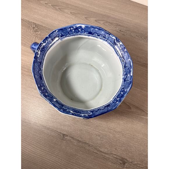Vintage, Ironstone, Variant Blue Willow, Invalid-Adult Chamber Pot 11inx9inx6in - Picture 5 of 9